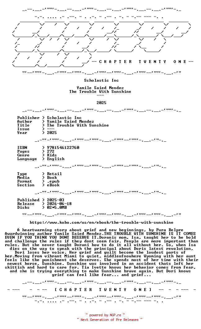 NFO for the release Yamile.Saied.Mendez.-.The.Trouble.With.Sunshine.2025.RETAIL.EPUB.eBook-CTO by CTO