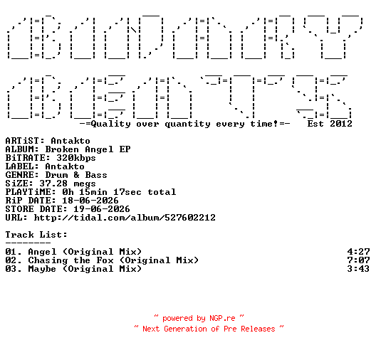 NFO for the release Antakto-Broken_Angel_EP-(SUBPLATE224)-WEB-2026-BB by BB