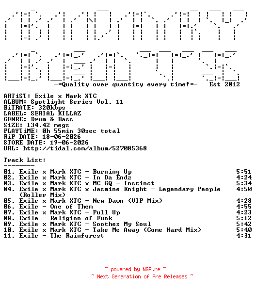 NFO for the release Exile_x_Mark_XTC-Spotlight_Series_Vol._11-(KILLAZLP28)-WEB-2026-BB by BB