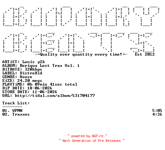 NFO for the release Louis_y2k-Boriqua_Lost_Trax_Vol._1-(883306690584)-WEB-2026-BB by BB