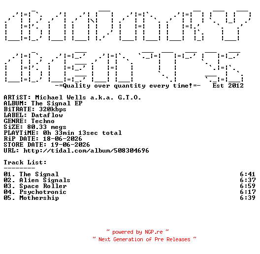 NFO for the release Michael_Wells_a.k.a._G.T.O.-The_Signal_EP-(DFLOW068)-WEB-2026-BB by BB