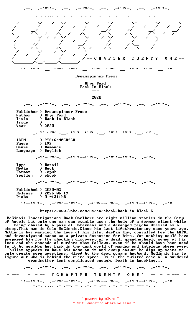 NFO for the release Rhys.Ford.-.Back.In.Black.2020.RETAIL.EPUB.eBook-CTO by CTO