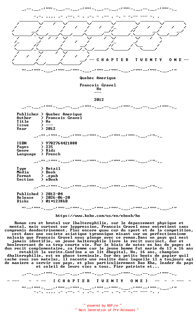 NFO for the release Francois.Gravel.-.Ho.2012.FRENCH.RETAIL.EPUB.eBook-CTO by CTO