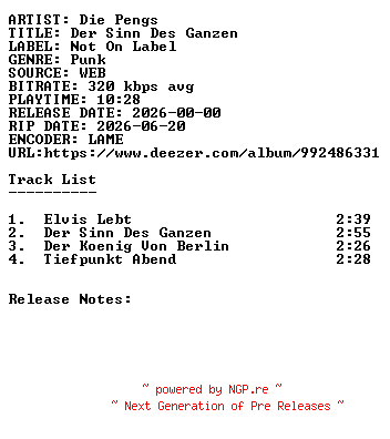NFO for the release Die_Pengs-Der_Sinn_Des_Ganzen-WEB-DE-2026-SDR by SDR