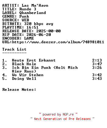 NFO for the release Las_Mahavn-Runde_3-WEB-DE-2025-SDR by SDR