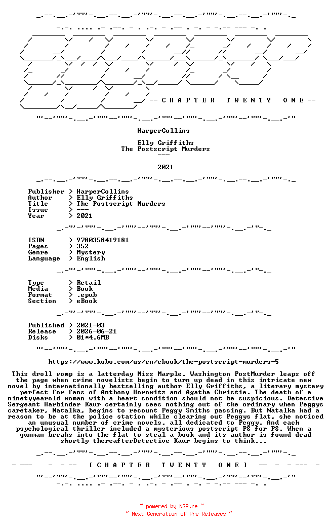 NFO for the release Elly.Griffiths.-.The.Postscript.Murders.2021.RETAIL.EPUB.eBook-CTO by CTO
