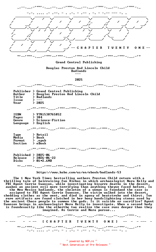 NFO for the release Douglas.Preston.And.Lincoln.Child.-.Badlands.2025.RETAIL.EPUB.eBook-CTO by CTO