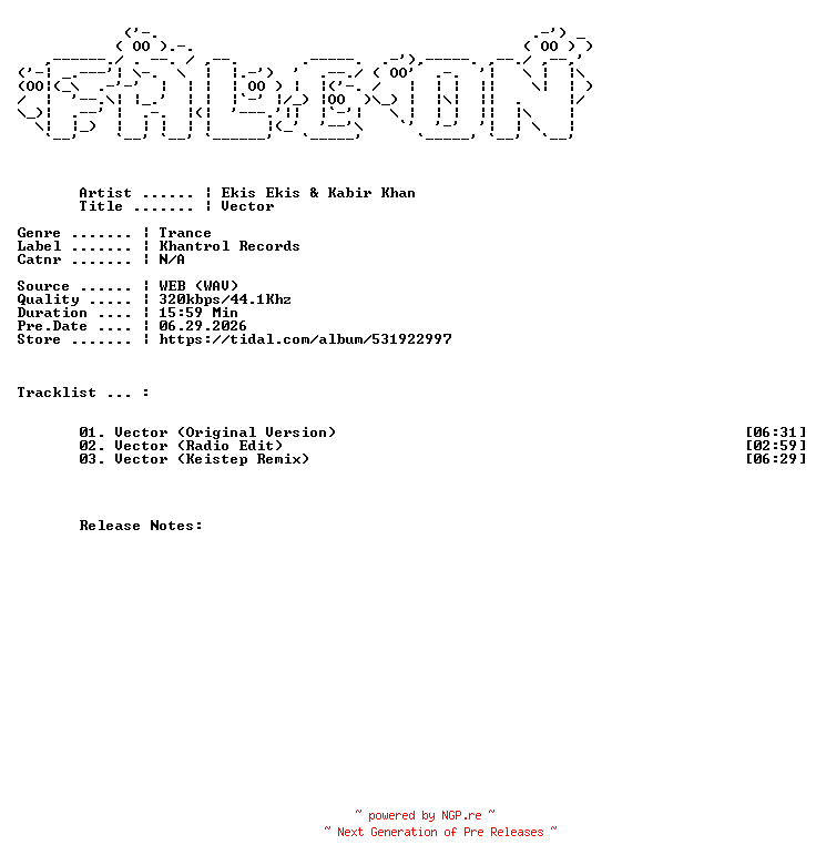 NFO for the release Ekis_Ekis_And_Kabir_Khan-Vector-WEB-2026-FALCON by FALCON