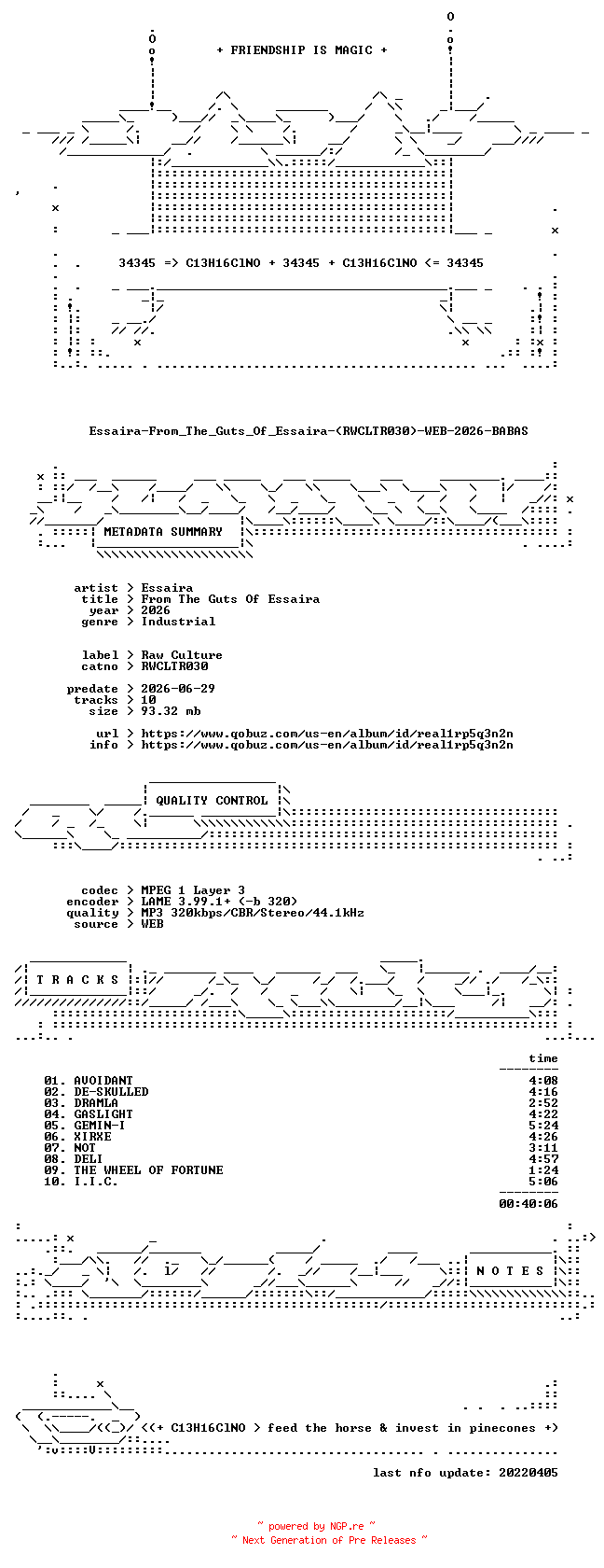 NFO for the release Essaira-From_The_Guts_Of_Essaira-(RWCLTR030)-WEB-2026-BABAS by BABAS