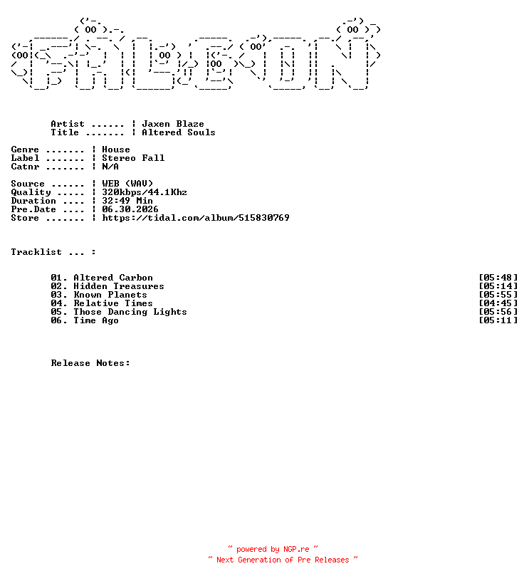 NFO for the release Jaxen_Blaze-Altered_Souls-WEB-2026-FALCON by FALCON