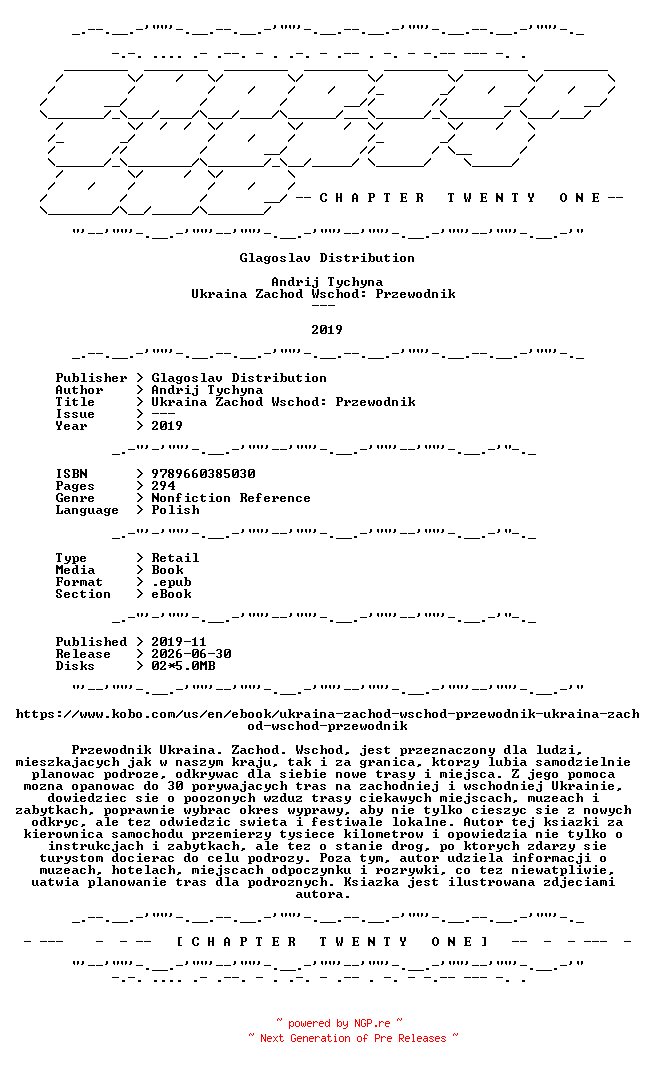 NFO for the release Andrij.Tychyna.-.Ukraina.Zachod.Wschod.Przewodnik.2019.POLISH.RETAIL.EPUB.eBook-CTO by CTO