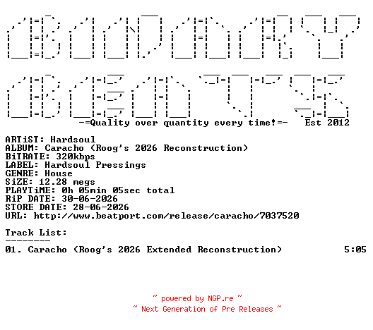 NFO for the release Hardsoul-Caracho_(Roogs_2026_Reconstruction)-(HSP041)-SINGLE-WEB-2026-BB by BB