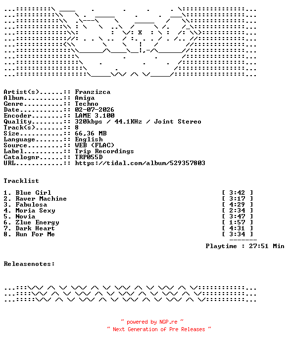 NFO for the release Franzizca-Amiga-TRP055D-WEB-2026-WAV by WAV