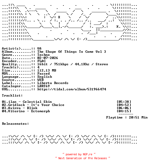 NFO for the release VA-The_Shape_Of_Things_To_Come_Vol_3-LBRT69-16BIT-WEB-FLAC-2026-WAVED by WAVED
