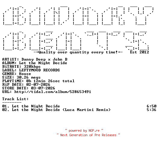 NFO for the release Danny_Deep_x_John_B-Let_The_Night_Decide-(LTM0029)-WEB-2026-BB by BB