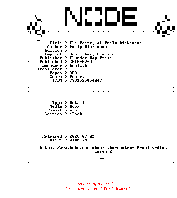 NFO for the release Thunder.Bay.Press.The.Poetry.of.Emily.Dickinson.2015.RETAiL.EPUB.eBook-NODE by NODE