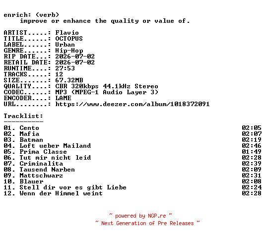 NFO for the release Flavio-OCTOPUS-WEB-DE-2026-ENRiCH by ENRiCH