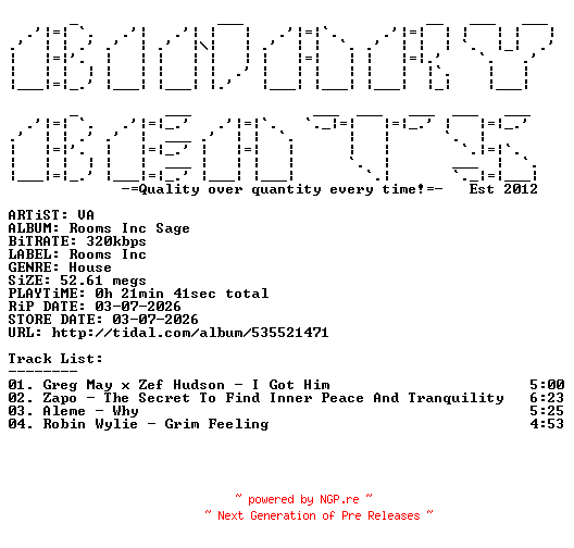 NFO for the release VA-Rooms_Inc_Sage-(ROOMS020)-WEB-2026-BB by BB