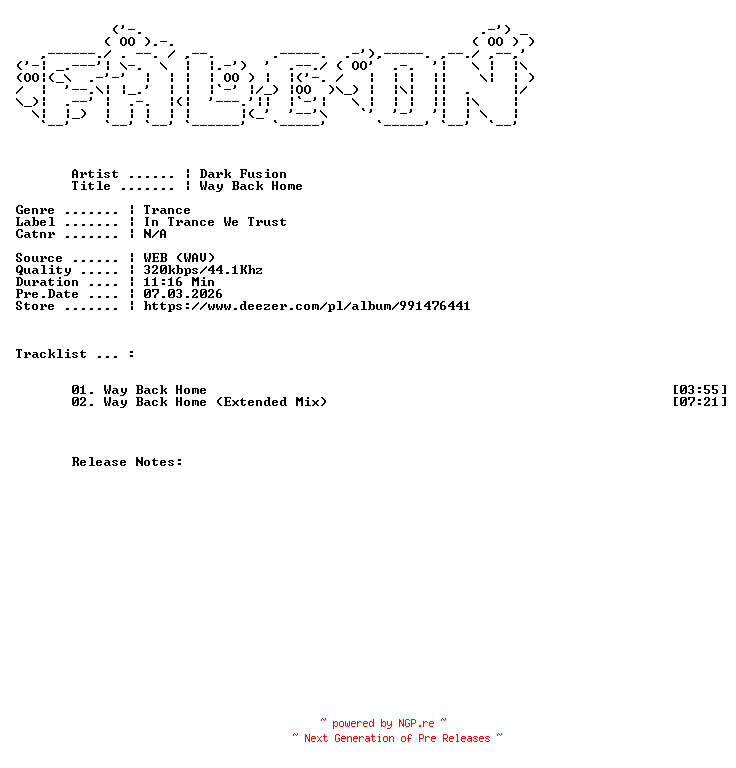 NFO for the release Dark_Fusion-Way_Back_Home-WEB-2026-FALCON by FALCON