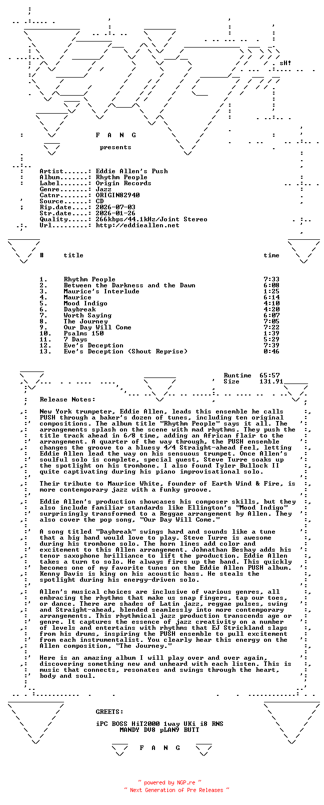 NFO for the release Eddie_Allens_Push-Rhythm_People-(ORIGIN82940)-CD-2026-FANG by FANG