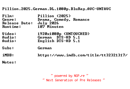 NFO for the release Pillion.2025.German.DL.1080p.BluRay.AVC-UNTAVC by UNTAVC