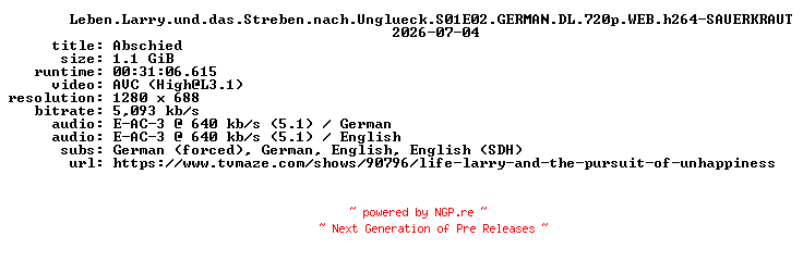 NFO for the release Leben.Larry.und.das.Streben.nach.Unglueck.S01E02.GERMAN.DL.720p.WEB.h264-SAUERKRAUT by SAUERKRAUT