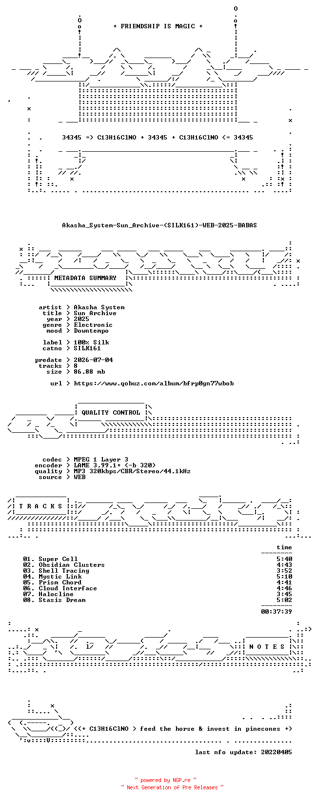 NFO for the release Akasha_System-Sun_Archive-(SILK161)-WEB-2025-BABAS by BABAS