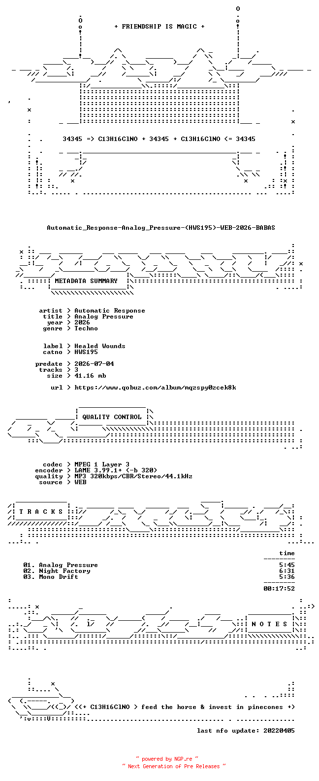 NFO for the release Automatic_Response-Analog_Pressure-(HWS195)-WEB-2026-BABAS by BABAS