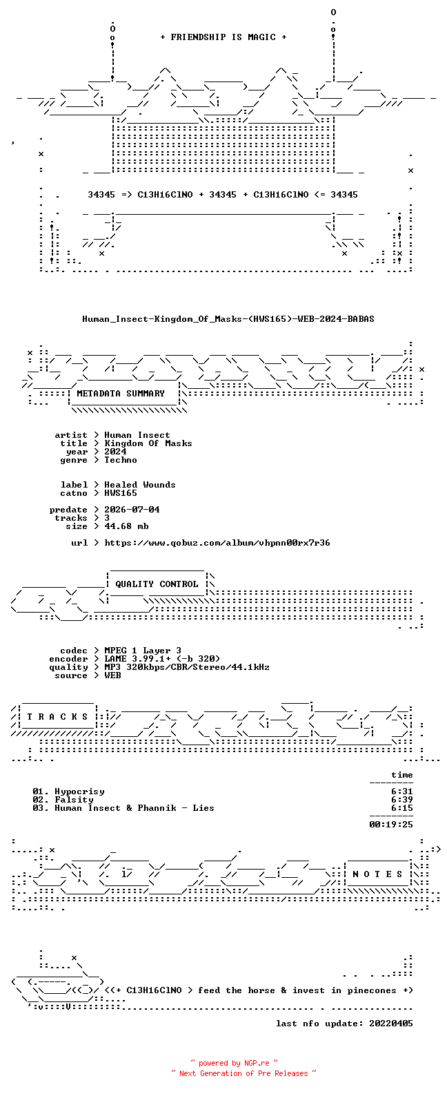 NFO for the release Human_Insect-Kingdom_Of_Masks-(HWS165)-WEB-2024-BABAS by BABAS