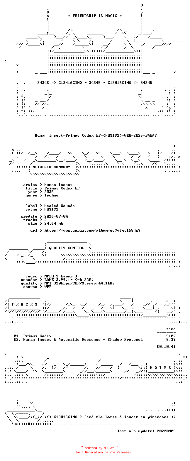 NFO for the release Human_Insect-Primus_Codex_EP-(HWS192)-WEB-2025-BABAS by BABAS
