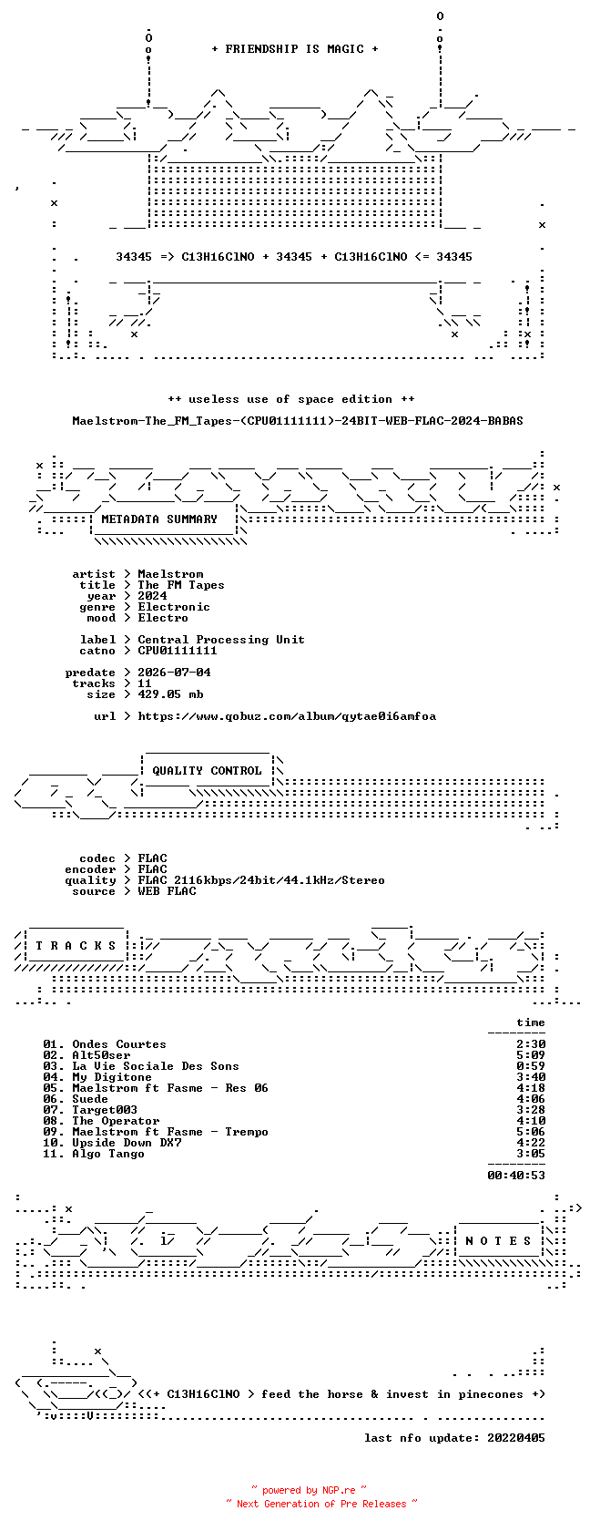 NFO for the release Maelstrom-The_FM_Tapes-(CPU01111111)-24BIT-WEB-FLAC-2024-BABAS by BABAS