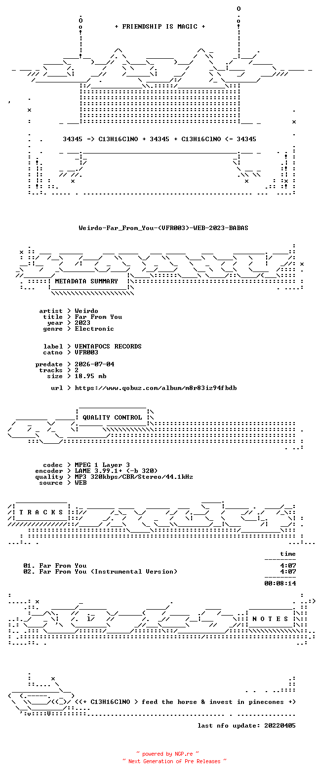 NFO for the release Weirdo-Far_From_You-(VFR003)-WEB-2023-BABAS by BABAS