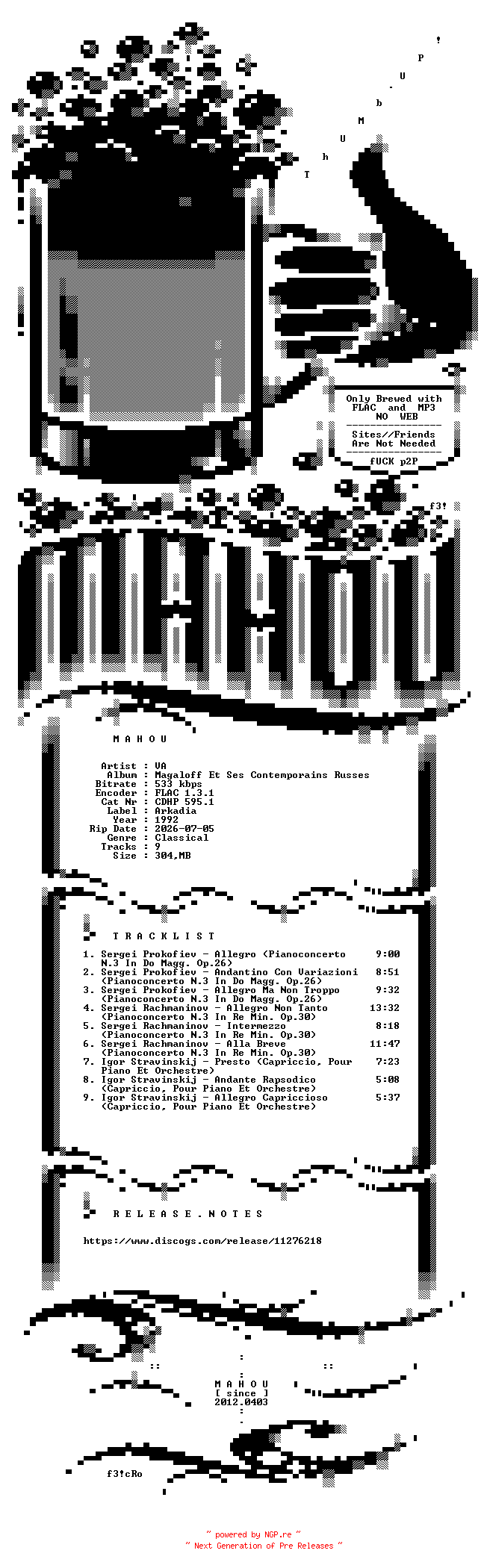 NFO for the release VA-Magaloff_Et_Ses_Contemporains_Russes-CD-FLAC-1992-MAHOU by MAHOU
