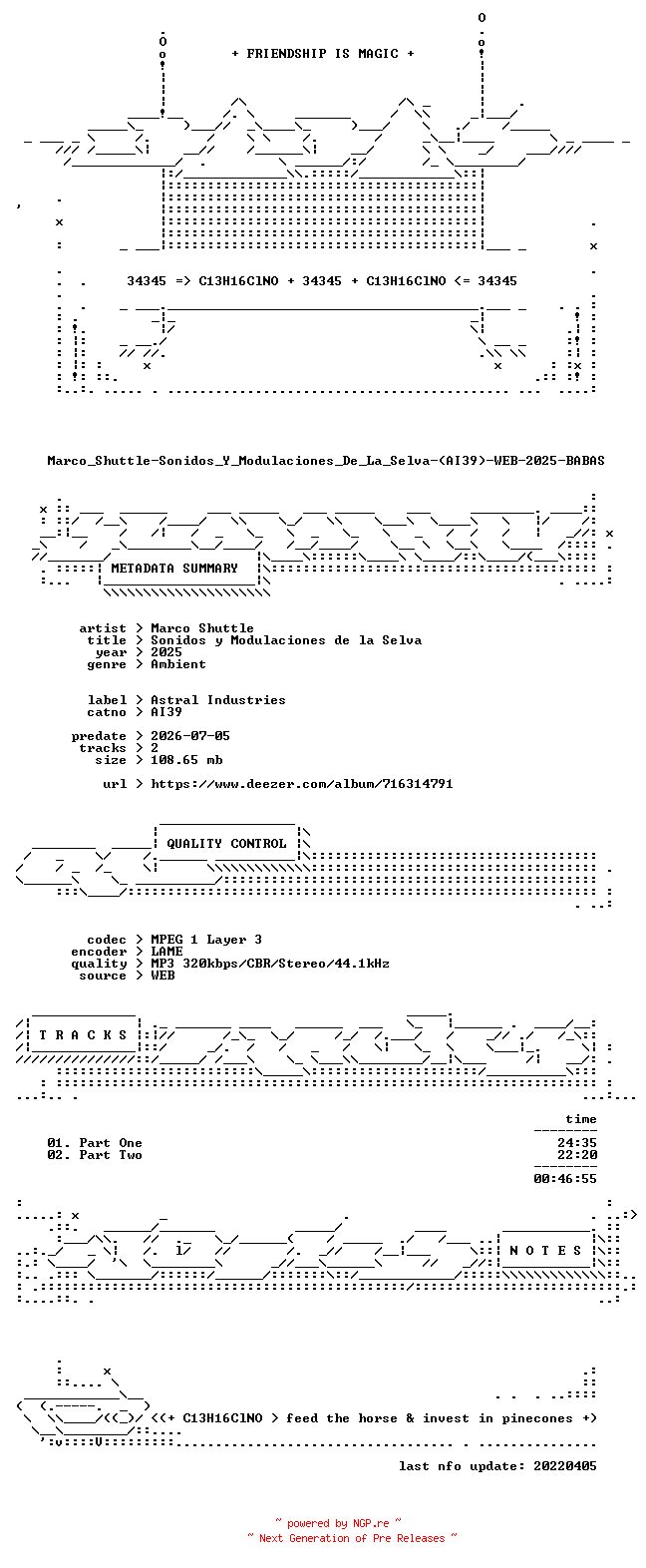 NFO for the release Marco_Shuttle-Sonidos_Y_Modulaciones_De_La_Selva-(AI39)-WEB-2025-BABAS by BABAS