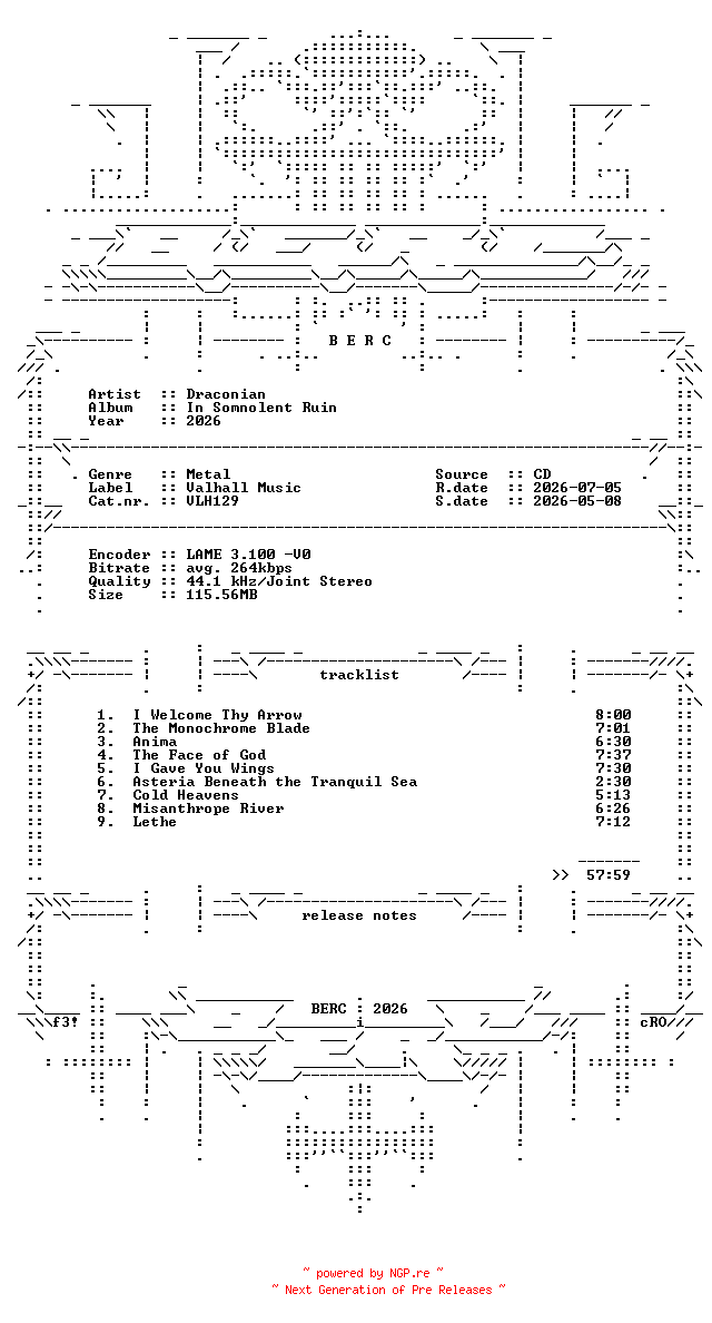 NFO for the release Draconian-In_Somnolent_Ruin-2026-BERC by BERC