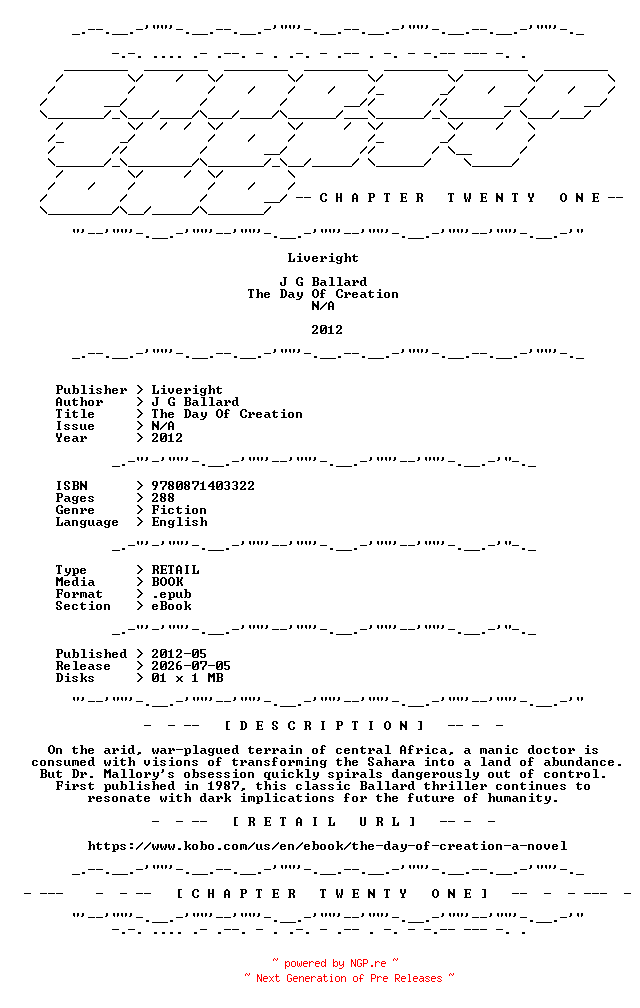 NFO for the release J.G.Ballard.-.The.Day.Of.Creation.2012.RETAIL.EPUB.eBook-CTO by CTO