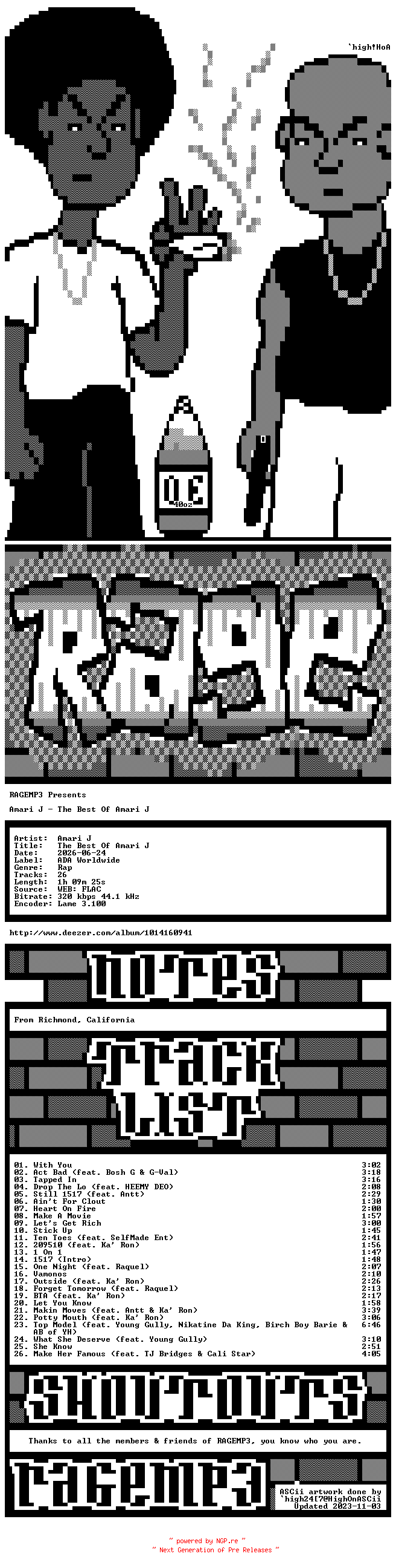 NFO for the release Amari_J-The_Best_Of_Amari_J-WEB-2026-RAGEMP3 by RAGEMP3