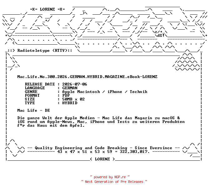 NFO for the release Mac.Life.No.300.2026.GERMAN.HYBRID.MAGAZINE.eBook-LORENZ by LORENZ