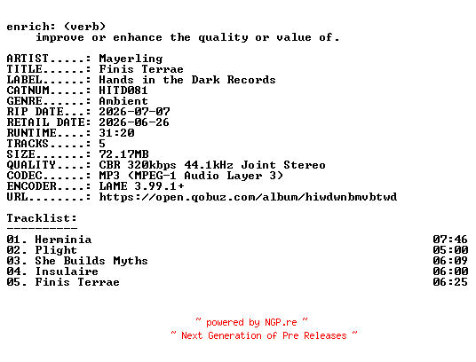 NFO for the release Mayerling-Finis_Terrae-(HITD081)-WEB-2026-ENRiCH by ENRiCH