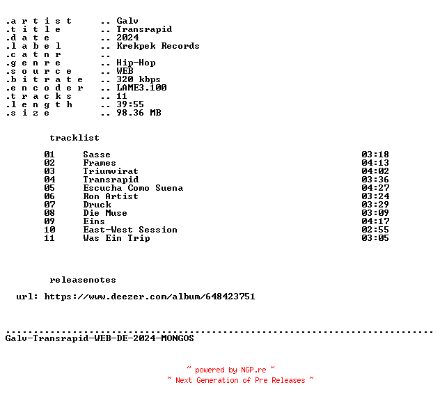 NFO for the release Galv-Transrapid-WEB-DE-2024-MONGOS by MONGOS