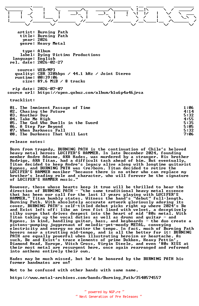 NFO for the release Burning_Path-Burning_Path-WEB-2026-BLEEDiNG by BLEEDiNG