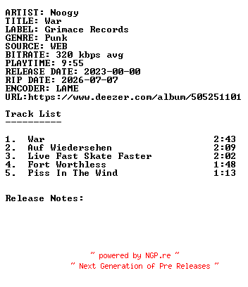 NFO for the release Noogy-War-WEB-2023-SDR by SDR