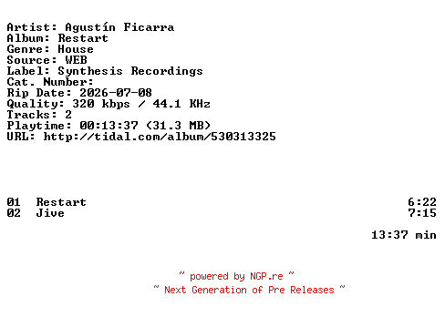 NFO for the release Agustin_Ficarra-Restart-WEB-2026-ZLS by ZLS