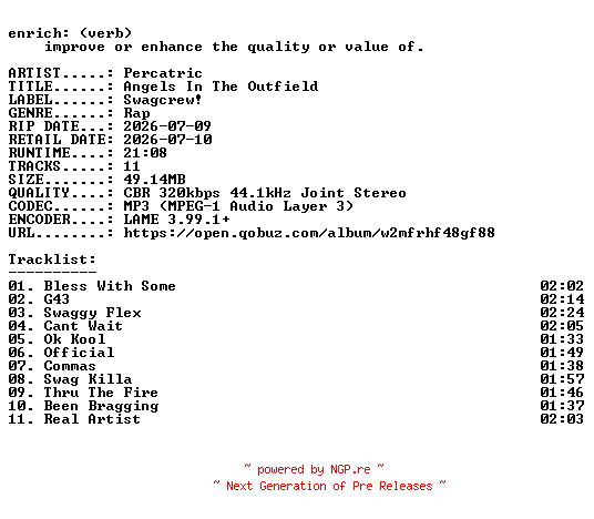 NFO for the release Percatric-Angels_In_The_Outfield-WEB-2026-ENRiCH by ENRiCH