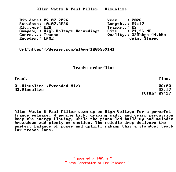 NFO for the release Allen_Watts_And_Paul_Miller_-_Visualize-(HVR241)-WEB-2026-FMC by FMC