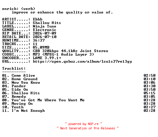 NFO for the release Ebbb-Shallow_Hits-WEB-2026-ENRiCH by ENRiCH