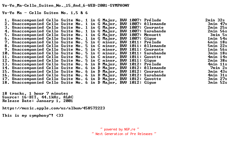 NFO for the release Yo-Yo_Ma-Cello_Suiten_No._15_And_6-WEB-2001-SYMPHONY by SYMPHONY