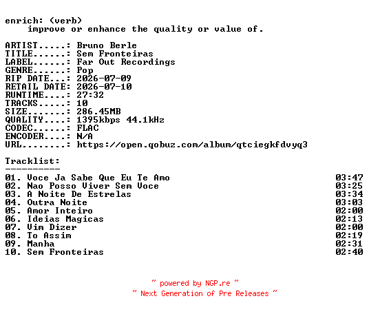NFO for the release Bruno_Berle-Sem_Fronteiras-BR-24BIT-WEB-FLAC-2026-ENRiCH by ENRiCH
