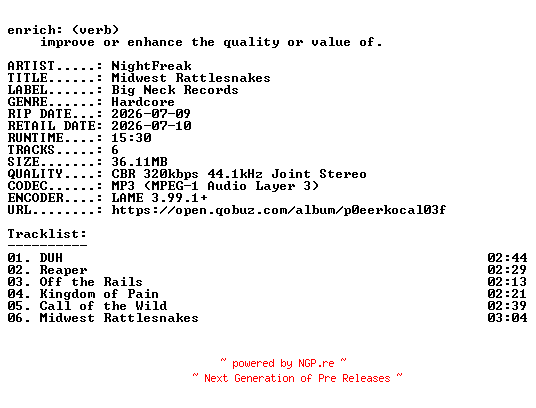 NFO for the release NightFreak-Midwest_Rattlesnakes-WEB-2026-ENRiCH by ENRiCH