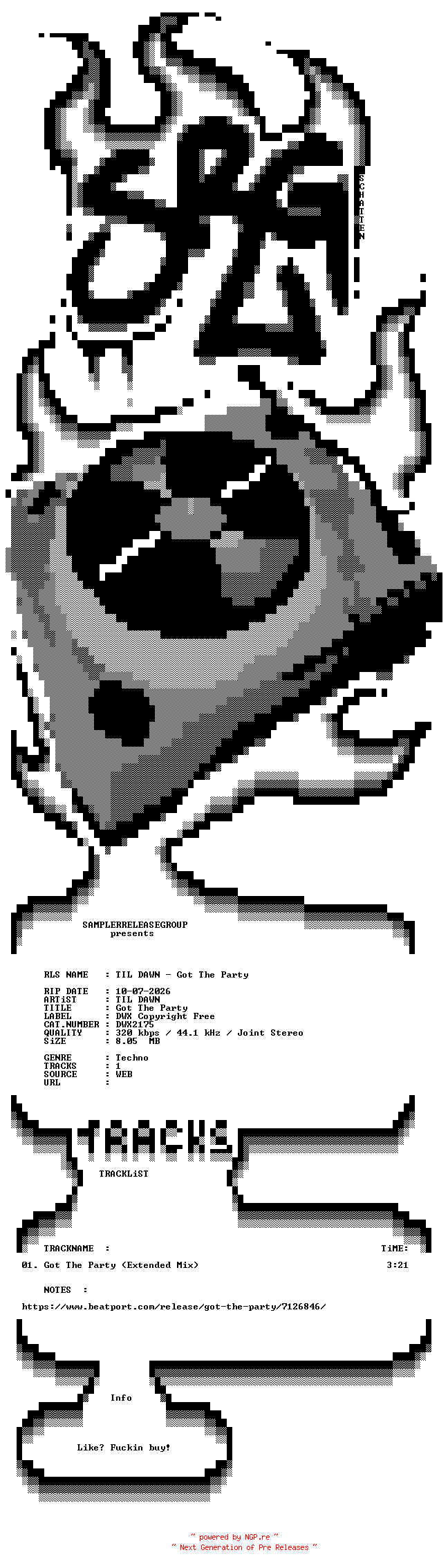 NFO for the release TIL_DAWN_-_Got_The_Party-(DWX2175)-SINGLE-WEB-2026-SRG by SRG
